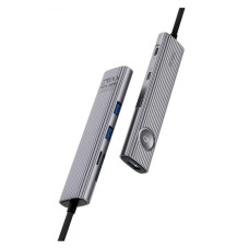 Хаб 8in1 - WIWU Travel, USB-C to 2xUSB3.0+2xUSB-C3.0+PD100W+SD+TF+SOF, Gray