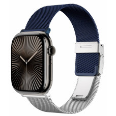 Ремінець для Apple Watch - 42/44/45/46/49mm, AmazingThing StyleFlip, Silver / Estate Blue