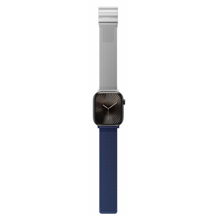 Ремінець для Apple Watch - 42/44/45/46/49mm, AmazingThing StyleFlip, Silver / Estate Blue