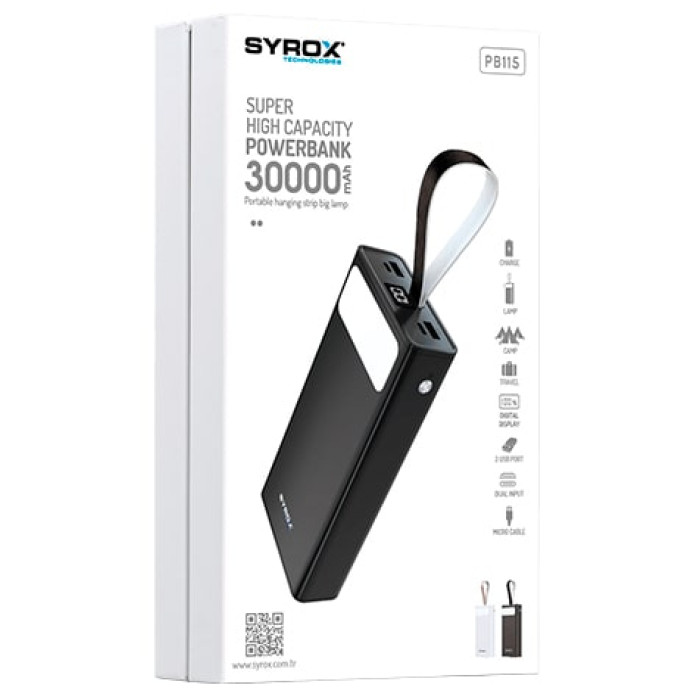 Додатковий аккумулятор Syrox 30000mAh PB115 Black