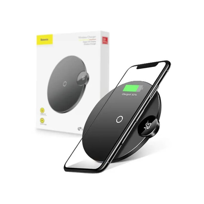 Бездротова зарядна станція - Baseus LED Display Wireless Charger 10W Black