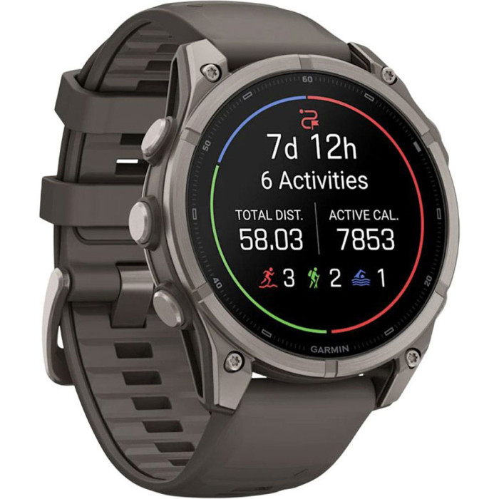 Смарт-годинник Garmin Fenix 9 47mm AMOLED Titanium with Pebble Gray Silicone Band