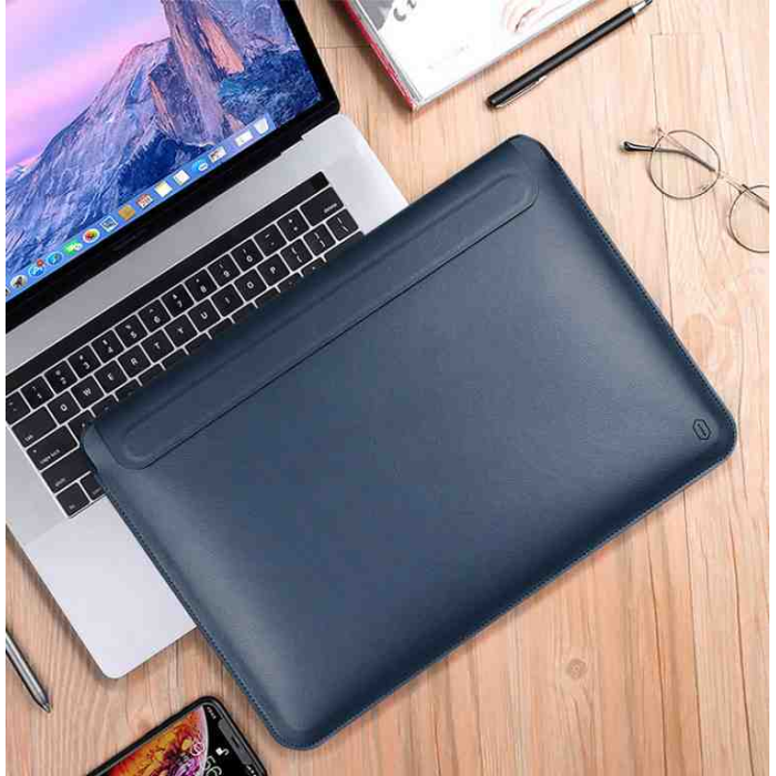 Чохол-накладка для Macbook 13 - WIWU Skin Pro PU Leather Sleeve, Navy Blue
