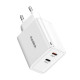 Зарядний пристрій - Choetech 65W GaN PD Dual USB-C Wall Charger, White