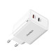 Зарядний пристрій - Choetech 65W GaN PD Dual USB-C Wall Charger, White