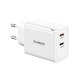 Зарядний пристрій - Choetech 65W GaN PD Dual USB-C Wall Charger, White