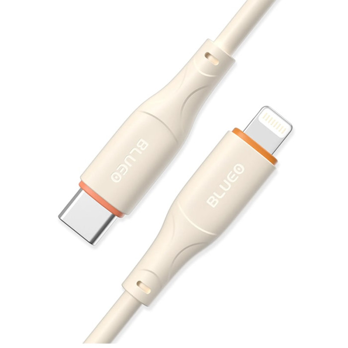 Кабель USB-C to Lightning - Blueo, Ape Legend Creamy Silicone, White / Orange
