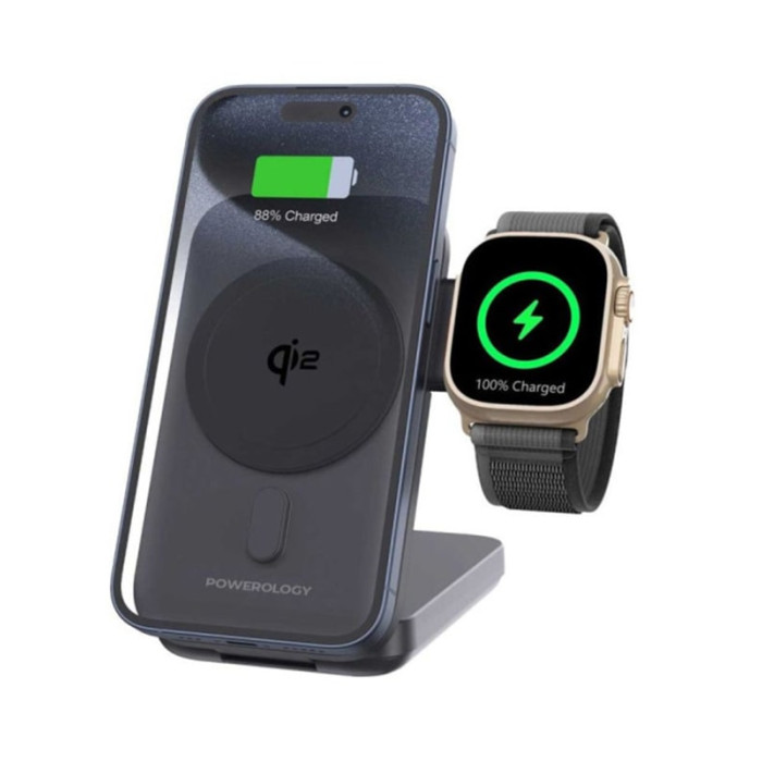 Бездротова зарядна станція - Choetech Qi2 3-in-1 Magnetic Charger Holder with 10000 mAh battery