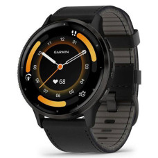 Смарт-годинник Garmin Venu 3 Slate Stainless Steel Bezel with Black Case and Leather Band