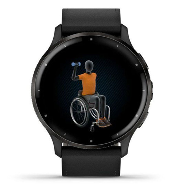 Смарт-годинник Garmin Venu 3 Slate Stainless Steel Bezel with Black Case and Leather Band