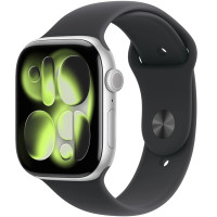 Apple Watch S11 46mm Silver with Black Sport Band (S/M)