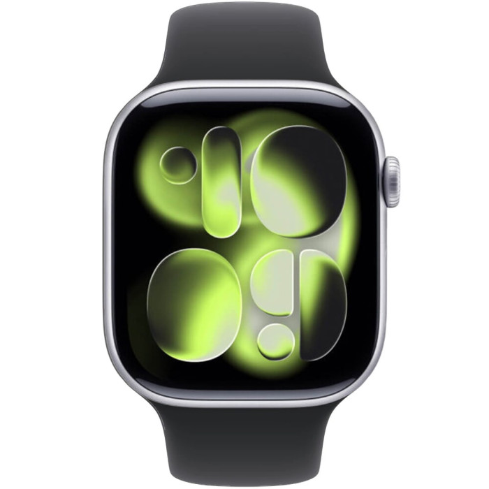 Apple Watch S11 46mm Silver with Black Sport Band (S/M)
