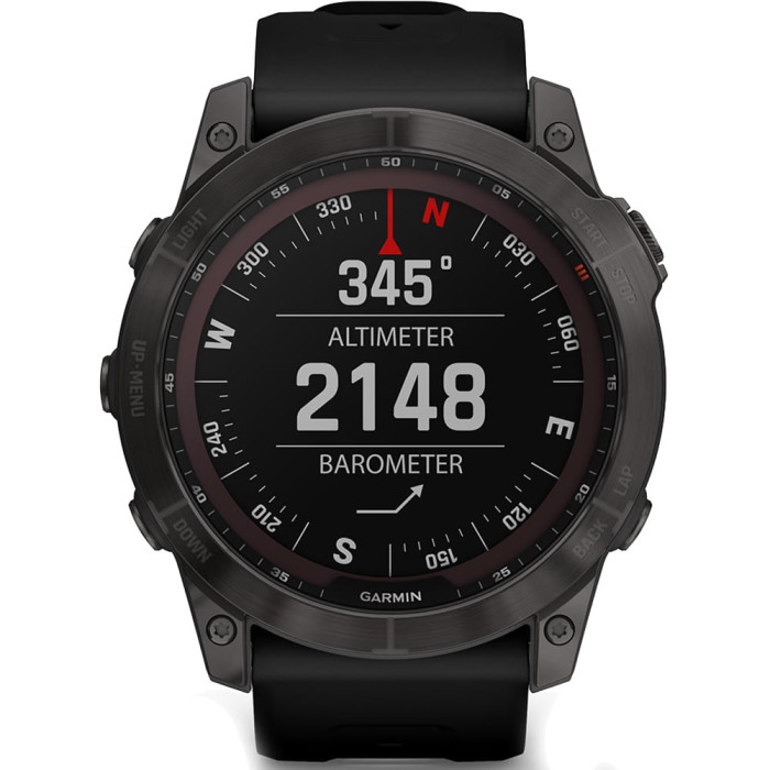 Смарт-годинник Garmin Fenix 7X Sapphire Solar Carbon Gray DLC Titanium with Black Band