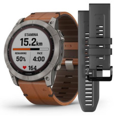 Смарт-годинник Garmin Fenix 7X Sapphire Solar Titanium with Chestnut Leather Band
