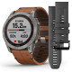 Смарт-годинник Garmin Fenix 7X Sapphire Solar Titanium with Chestnut Leather Band