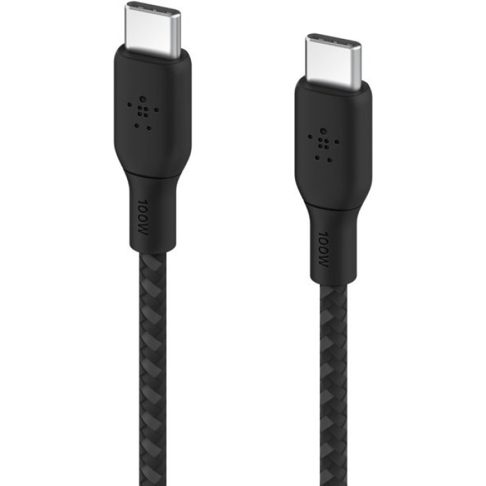 Кабель USB-C to USB-C - Belkin, Braided 100W 2m, Black