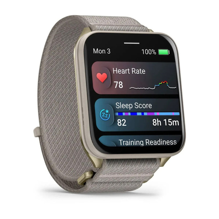 Смарт-годинник Garmin Venu X1 Soft Gold Titanium and French Grey Nylon Band