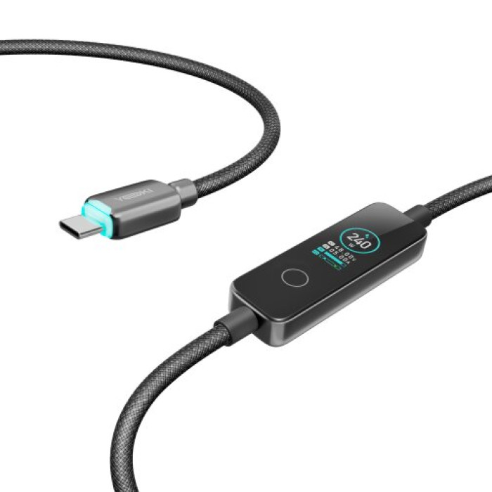 Кабель USB-C to USB-C - YOKI, Monitor 240W 2m, Black