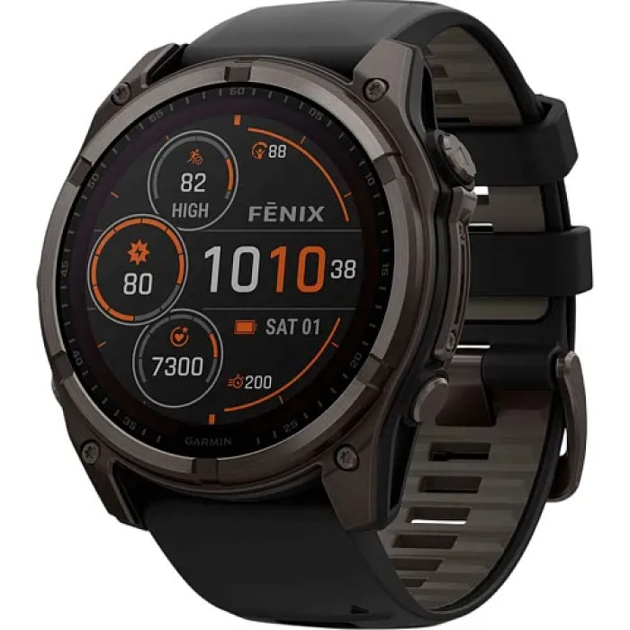 Смарт-годинник Garmin Fenix 8 47mm Solar Sapphire Titanium w. Amp Yellow/Graphite Silicone Band