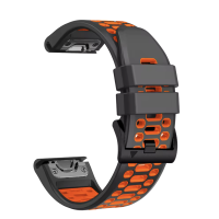Ремінець для годинника Garmin - QuickFit 26mm, Silicone Sport Breathable, Gray Orange
