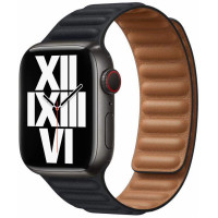 Ремінець для Apple Watch - 42/44/45/46/49mm, Apple Leather Link, Midnight (M/L) (Уцінка)