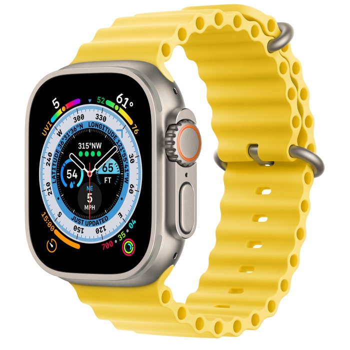 Apple Watch Ultra Titanium, Yellow Ocean Band (One Size), LTE Вживаний (б/в)