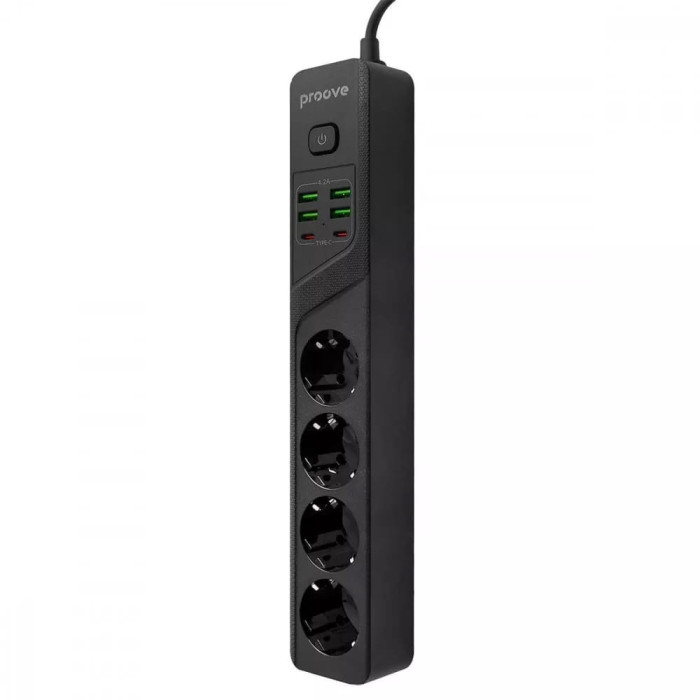 Мережевий фільтр Proove Power Strip P-04 (4 розетки + 4 USB + 2 Type-C) 3m Black