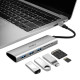 Хаб 5in1 - WIWU Alpha, USB-C to 3xUSB+SD/MicroSD, Grey