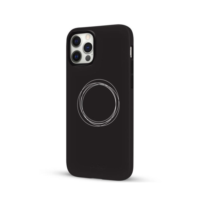 Чохол для iPhone 12/12 Pro - Pump Silicone Minimalistic, Circles on Dark