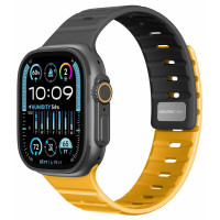 Ремінець для Apple Watch - 42/44/45/46/49mm, AmazingThing SilqLock, Black / Munsell Yellow