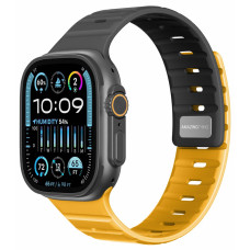 Ремінець для Apple Watch - 42/44/45/46/49mm, AmazingThing SilqLock, Black / Munsell Yellow