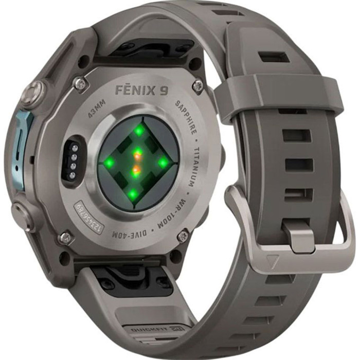 Смарт-годинник Garmin Fenix 9 43mm AMOLED Titanium with Pebble Gray Silicone Band