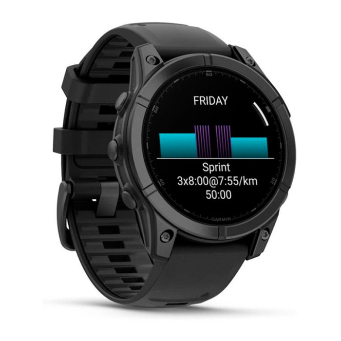 Смарт-годинник Garmin Fenix E 47mm AMOLED Slate Gray Steel with Black Silicone Band