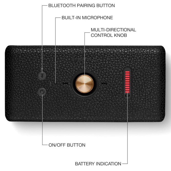 Портативна колонка Marshall Emberton III Black and Brass (UA)