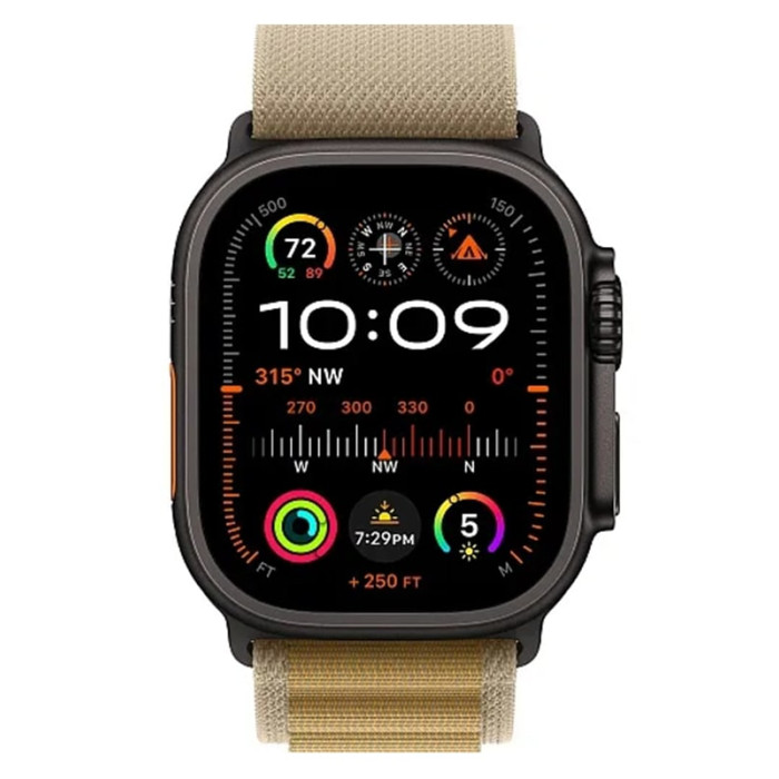 Apple Watch Ultra 2 2024 Black Titanium, Tan Alpine Loop (M), LTE