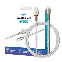 Кабель USB to Lightning - Monblan, Nylon 1m, Starlight