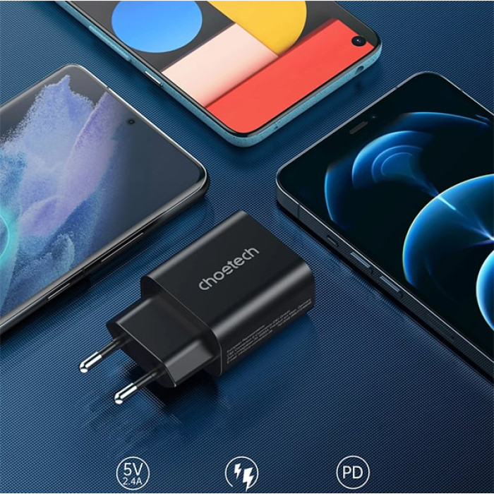Зарядний пристрій - Choetech 25W USB-C PPS, Black