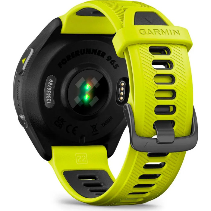 Смарт-годинник Garmin Forerunner 965 Carbon Gray Titanium Yellow/Black Silicone Band
