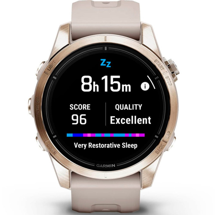 Смарт-годинник Garmin Epix Pro (Gen 2) Sapphire AMOLED 42mm Soft Gold with Light Sand Band