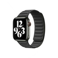 Ремінець для Apple Watch - 42/44/45/46/49mm, Leather Link, Black (S/M)