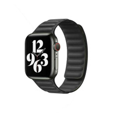 Ремінець для Apple Watch - 42/44/45/46/49mm, Leather Link, Black (S/M)