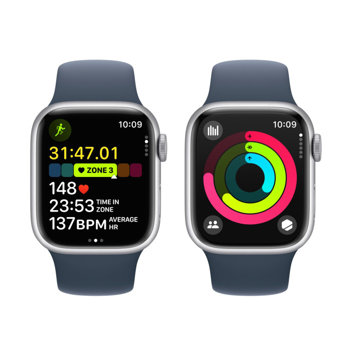 Apple Watch S9 41mm Silver, Storm Blue Sport Band (S/M), LTE