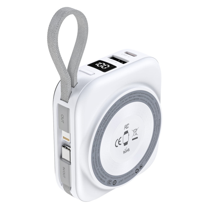 Додатковий аккумулятор Choetech 10000mAh LED Display Mobile and Apple Watch White