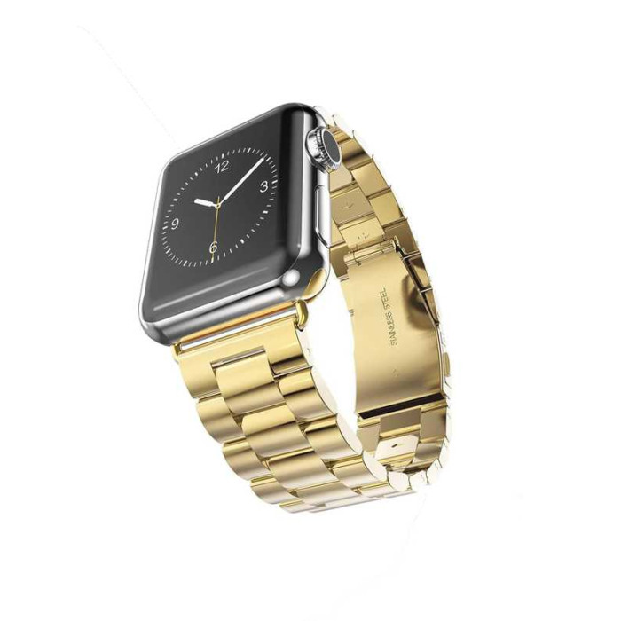 Ремінець для Apple Watch - 42/44/45/46/49mm, Braslet Fohuas Luxury Stainless, Gold