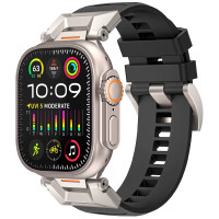 Ремінець для Apple Watch - 42/44/45/46/49mm, AhaStyle Rubber Rugged, Black