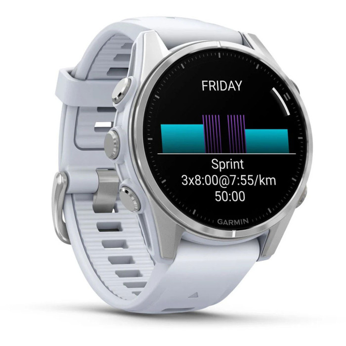 Смарт-годинник Garmin Fenix 8 43mm AMOLED Silver with Whitestone Silicone Band