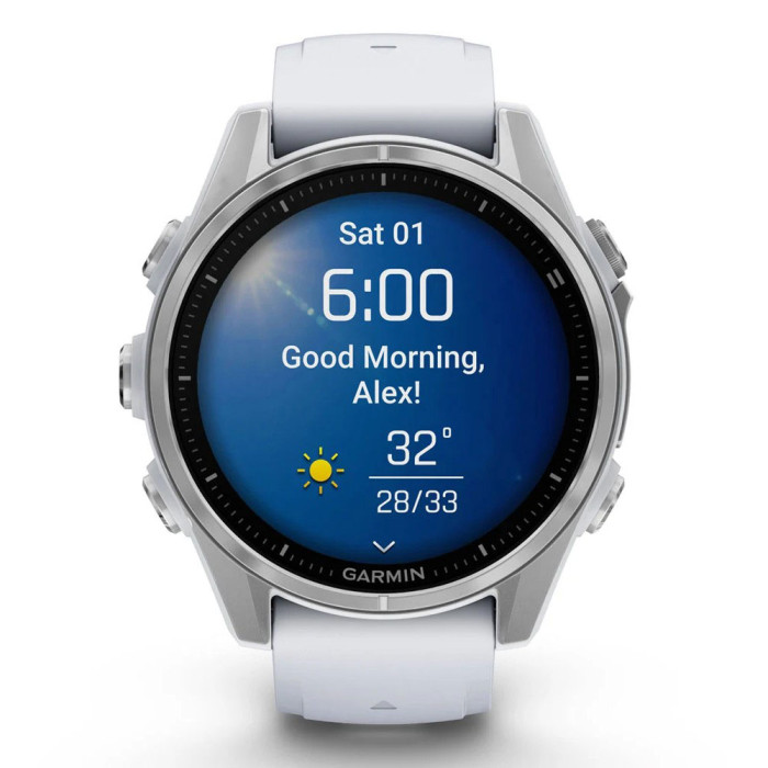 Смарт-годинник Garmin Fenix 8 43mm AMOLED Silver with Whitestone Silicone Band