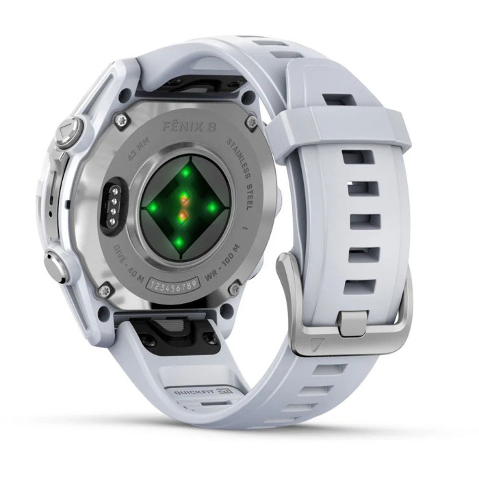 Смарт-годинник Garmin Fenix 8 43mm AMOLED Silver with Whitestone Silicone Band