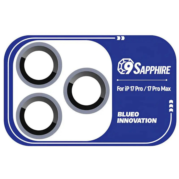 Захисне скло камери для iPhone 17 Pro / 17 Pro Max - Blueo, Sapphire Crystal, Silver