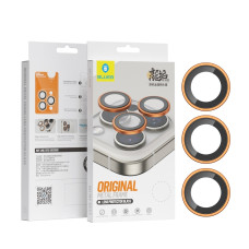 Захисне скло камери для iPhone 15 Pro/15 Pro Max/16 Pro/16 Pro Max - Blueo, Metal Frame, Orange